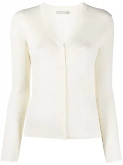 12 STOREEZ Cardigan Nervuré à Col V IVORY