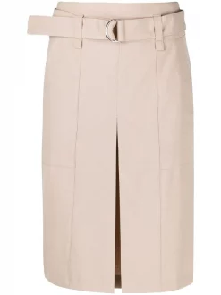 12 STOREEZ BEIGe Jupe Ceinturée à Détail De Fente Femme
