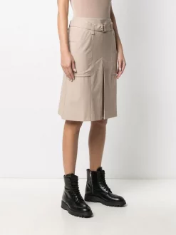 12 STOREEZ BEIGe Jupe Ceinturée à Détail De Fente Femme -12 STOREEZ Soldes Magasin 15939342 30097773 600