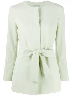 12 STOREEZ Blazer Ceinturé Sans Col Femme