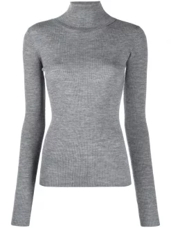 12 STOREEZ Pull Nervuré à Col Roulé Grey