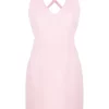12 STOREEZ PINK Robe Courte à Bretelles Croisées Femme