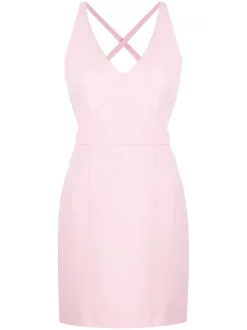 12 STOREEZ PINK Robe Courte à Bretelles Croisées Femme