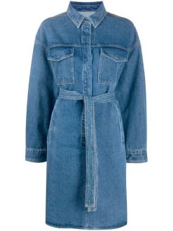 12 STOREEZ Robe-chemise En Jean à Ceinture BLUE