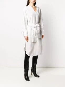 ( Positively Conscious ) 12 STOREEZ WHITE Robe-chemise Rayée à Taille Nouée Femme -12 STOREEZ Soldes Magasin 15940244 30098214 600