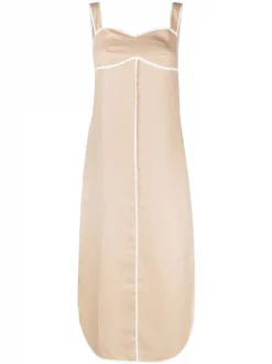 ( Positively Conscious ) 12 STOREEZ BEIGe Robe Mi-longue à Bandes Contrastantes Femme