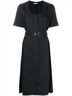 ( Positively Conscious ) 12 STOREEZ BLACK Robe Mi-longue à Taille Ceinturée Femme