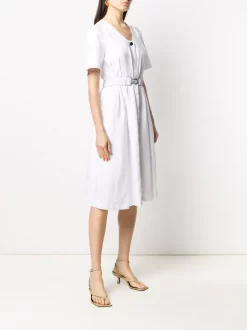 ( Positively Conscious ) 12 STOREEZ WHITE Robe Mi-longue Plissée à Ceinture Femme -12 STOREEZ Soldes Magasin 15940288 30098266 600