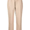 12 STOREEZ BEIGe Pantalon Cigarette En Cuir Femme