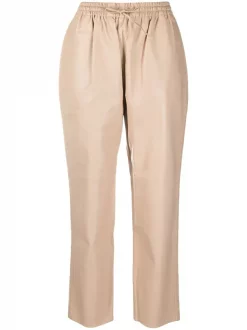 12 STOREEZ BEIGe Pantalon Cigarette En Cuir Femme