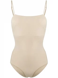 12 STOREEZ BEIGe Maillot De Bain à Fines Bretelles Femme