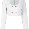 12 STOREEZ Blazer Croisé à Coupe Crop Femme