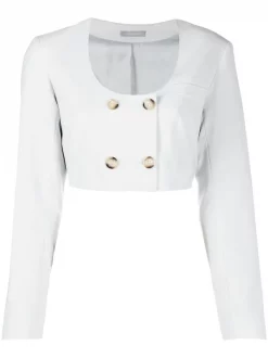 12 STOREEZ Blazer Croisé à Coupe Crop Femme