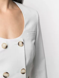 12 STOREEZ Blazer Croisé à Coupe Crop Femme -12 STOREEZ Soldes Magasin 15940693 30098467 600