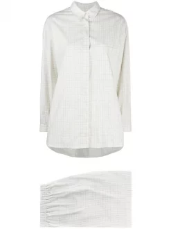 12 STOREEZ WHITE Ensemble Chemise-short à Carreaux Femme