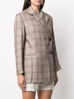 ( Positively Conscious ) 12 STOREEZ Blazer Asymétrique à Carreaux BROWN MELANGE -12 STOREEZ Soldes Magasin 15940716 30122278 600