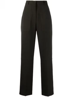 12 STOREEZ Pantalon Ample à Taille Haute DARK GREEN