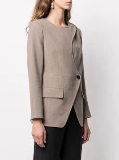 12 STOREEZ Blazer à Design Asymétrique LIGHT COFFEE -12 STOREEZ Soldes Magasin 16052341 30570352 600