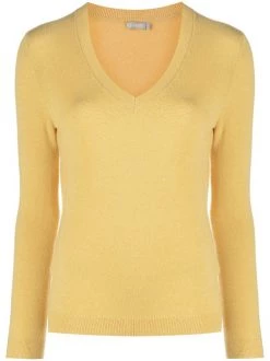12 STOREEZ MUSTARD Pull à Col V Femme