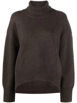 12 STOREEZ Brown Pull à Col Roulé Femme