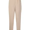 12 STOREEZ BEIGe Pantalon Cigarette à Taille Haute Femme