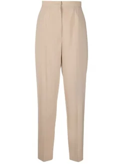 12 STOREEZ BEIGe Pantalon Cigarette à Taille Haute Femme
