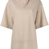 12 STOREEZ BEIGe Chemise Oversize à Manches Courtes Femme
