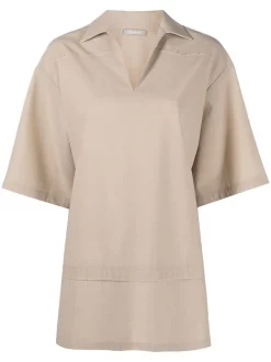12 STOREEZ BEIGe Chemise Oversize Ă Manches Courtes Femme