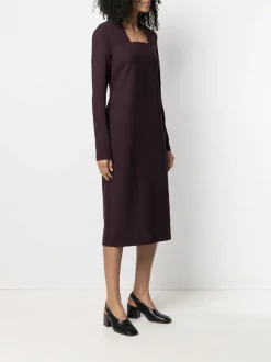 12 STOREEZ BURGUNDY Robe Mi-longue à Encolure Carrée Femme -12 STOREEZ Soldes Magasin 16179999 31253115 600