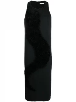 12 STOREEZ BLACK Robe Mi-longue à Design Sans Manches Femme