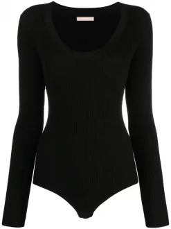 12 STOREEZ BLACK Body à Détail Nervuré Femme