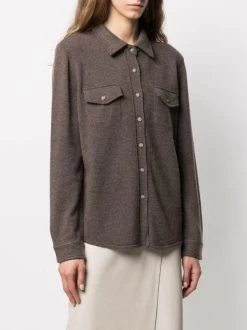 12 STOREEZ Brown Chemise En Maille à Poches Poitrine Femme -12 STOREEZ Soldes Magasin 16274743 31563845 600