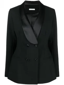 12 STOREEZ BLACK Blazer Croisé à Col Châle Femme