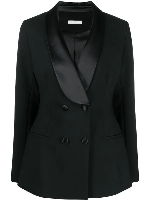 12 STOREEZ BLACK Blazer Croisé à Col Châle Femme 1 12 STOREEZ BLACK Blazer Croisé à Col Châle Femme