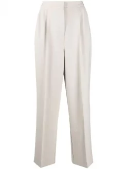 12 STOREEZ Pantalon Droit à Taille Haute PEARL GREY