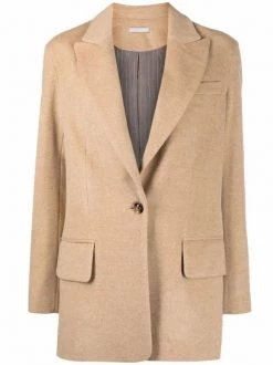 12 STOREEZ BEIGe Blazer En Laine Ă Simple Boutonnage Femme