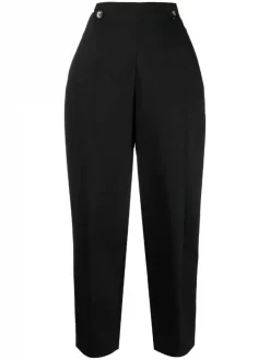 12 STOREEZ Pantalon Plissé à Taille Haute BLACK