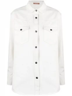 12 STOREEZ IVORY Chemise à Poche Poitrine Femme