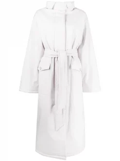 12 STOREEZ LIGHT GREY Manteau Matelassé à Taille Ceinturée Femme