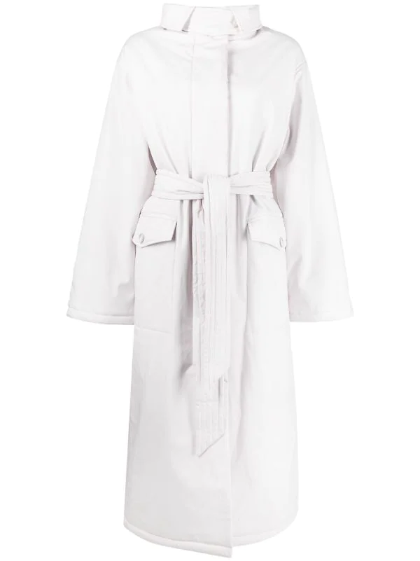 12 STOREEZ LIGHT GREY Manteau Matelassé à Taille Ceinturée Femme 1 12 STOREEZ LIGHT GREY Manteau Matelassé à Taille Ceinturée Femme