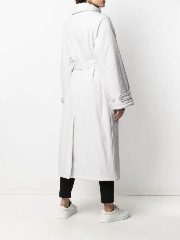 12 STOREEZ LIGHT GREY Manteau Matelassé à Taille Ceinturée Femme 4 12 STOREEZ LIGHT GREY Manteau Matelassé à Taille Ceinturée Femme – Image 4