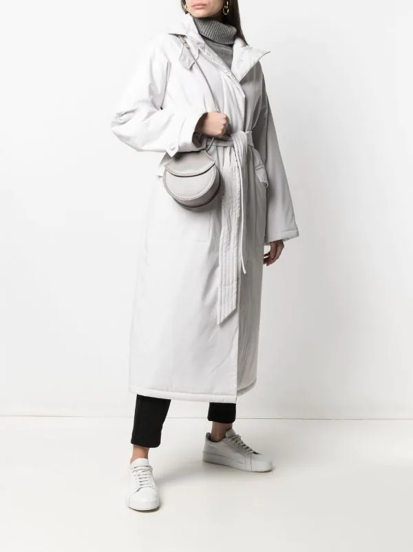 12 STOREEZ LIGHT GREY Manteau Matelassé à Taille Ceinturée Femme 2 12 STOREEZ LIGHT GREY Manteau Matelassé à Taille Ceinturée Femme – Image 2