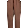 12 STOREEZ Pantalon à Taille Haute DARK BROWN