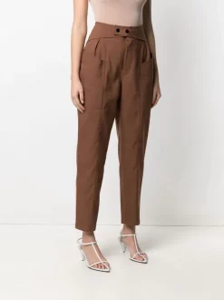 12 STOREEZ Pantalon à Taille Haute DARK BROWN -12 STOREEZ Soldes Magasin 16461147 32192045 600