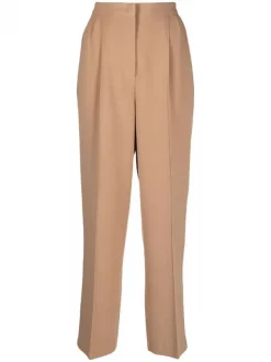 12 STOREEZ LIGHT COFFEE Pantalon Court à Taille Haute Femme