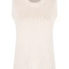 12 STOREEZ IVORY MELANGE Haut En Maille à Design Sans Manches Femme