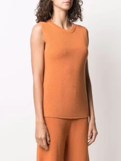 12 STOREEZ ORANGE Haut En Maille à Design Sans Manches Femme -12 STOREEZ Soldes Magasin 16545643 32956221 600