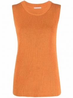 12 STOREEZ ORANGE Haut En Maille Ă Design Sans Manches Femme