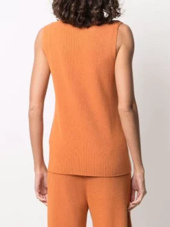 12 STOREEZ ORANGE Haut En Maille à Design Sans Manches Femme -12 STOREEZ Soldes Magasin 16545643 32958169 600