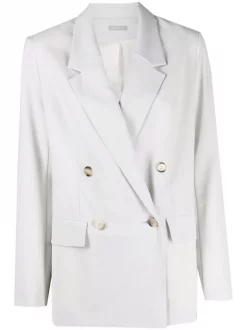 12 STOREEZ Blazer Cintré à Boutonnière Croisée LIGHT GREY